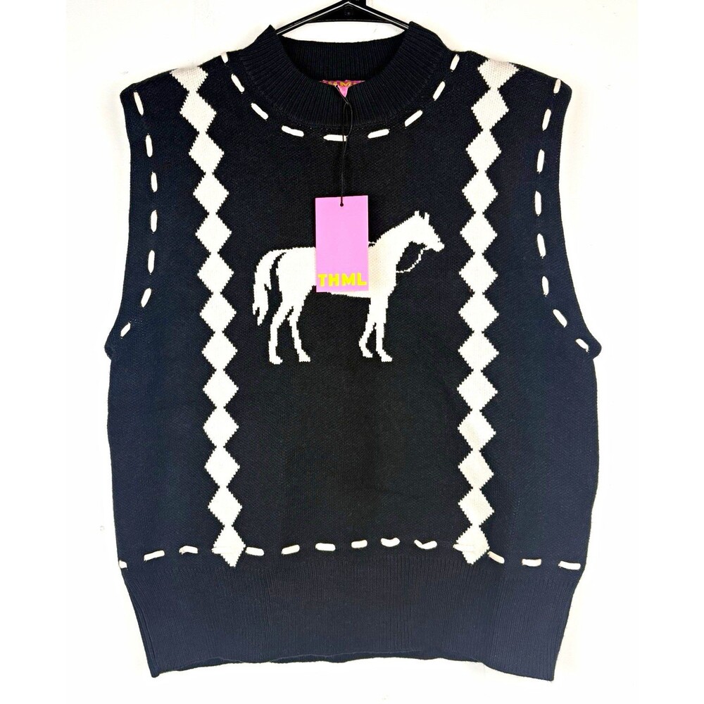 THML Navy and White Horse Sweater Vest